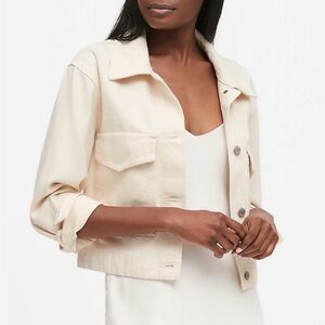 Banana Republic Cream Cropped Utility Jean Jacket